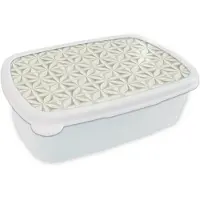 MuchoWow Broodtrommel Wit - Lunchbox Abstract - Structuur - Grijs - Wit - Brooddoos 18x12x6 cm - Brood lunch box - Broodtrommels voor kinderen en volwassenen