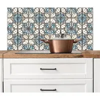 KitchenYeah Spatscherm keuken 100x50 cm - Kookplaat achterwand Barok - Tegel - Kleurrijk - Muurbeschermer - Spatwand fornuis - Hoogwaardig aluminium