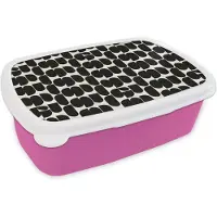 MuchoWow Broodtrommel Roze - Lunchbox Modern - Patroon - Zwart - Brooddoos 18x12x6 cm - Brood lunch box - Broodtrommels voor kinderen en volwassenen