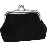 Dielay Kleine Portemonnee - Fluweel - Beugel - 10,5x7,5 cm - Zwart