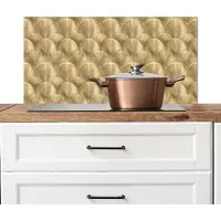 KitchenYeah Spatscherm keuken 80x40 cm - Kookplaat achterwand Patroon - Waaier - Goud - Muurbeschermer - Spatwand fornuis - Hoogwaardig aluminium