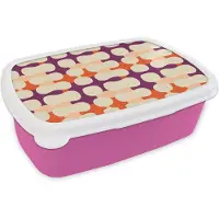 MuchoWow Broodtrommel Roze - Lunchbox Modern - Patroon - Kleurrijk - Brooddoos 18x12x6 cm - Brood lunch box - Broodtrommels voor kinderen en volwassenen