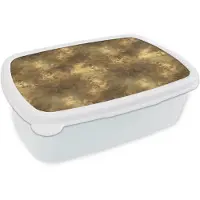 MuchoWow Broodtrommel Wit - Lunchbox Antiek - Metaallook - Goud - Brooddoos 18x12x6 cm - Brood lunch box - Broodtrommels voor kinderen en volwassenen