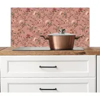 KitchenYeah Spatscherm keuken 80x40 cm - Kookplaat achterwand Botanisch - Bloemen - Roze - Muurbeschermer - Spatwand fornuis - Hoogwaardig aluminium