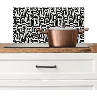 KitchenYeah Spatscherm keuken 70x30 cm - Kookplaat achterwand Grafisch - Lijnen - Zwart - Wit - Muurbeschermer - Spatwand fornuis - Hoogwaardig aluminium