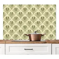 KitchenYeah Spatscherm keuken 120x80 cm - Kookplaat achterwand Klassiek - Waaier - Groen - Muurbeschermer - Spatwand fornuis - Hoogwaardig aluminium