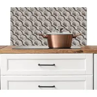 KitchenYeah Spatscherm keuken 80x40 cm - Kookplaat achterwand Zand - Schelpenvorm - Grijs - Muurbeschermer - Spatwand fornuis - Hoogwaardig aluminium