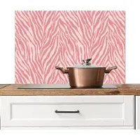 KitchenYeah Spatscherm keuken 90x60 cm - Kookplaat achterwand Zebra - Print - Roze - Muurbeschermer - Spatwand fornuis - Hoogwaardig aluminium