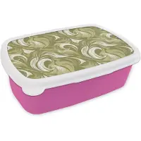 MuchoWow Broodtrommel Roze - Lunchbox Abstract - Textuur - Groen - Brooddoos 18x12x6 cm - Brood lunch box - Broodtrommels voor kinderen en volwassenen