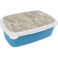 MuchoWow Broodtrommel Blauw - Lunchbox Textuur - Reliëf - Beige - Brooddoos 18x12x6 cm - Brood lunch box - Broodtrommels voor kinderen en volwassenen