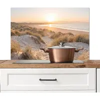 KitchenYeah Spatscherm keuken 90x60 cm - Kookplaat achterwand Duinen - Strand - Zee - Muurbeschermer - Spatwand fornuis - Hoogwaardig aluminium