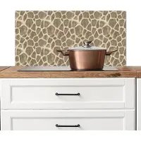 KitchenYeah Spatscherm keuken 80x40 cm - Kookplaat achterwand Giraf - Patroon - Beige - Bruin - Muurbeschermer - Spatwand fornuis - Hoogwaardig aluminium