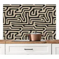 KitchenYeah Spatscherm keuken 120x80 cm - Kookplaat achterwand Grafisch - Lijnen - Zwart - Muurbeschermer - Spatwand fornuis - Hoogwaardig aluminium