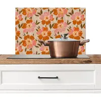 KitchenYeah Spatscherm keuken 60x40 cm - Kookplaat achterwand Bloemen - Motief - Retro - Muurbeschermer - Spatwand fornuis - Hoogwaardig aluminium
