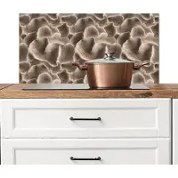 KitchenYeah Spatscherm keuken 90x45 cm - Kookplaat achterwand Waaiervorm - Beige - Vezel textuur - Muurbeschermer - Spatwand fornuis - Hoogwaardig aluminium