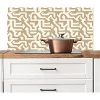 KitchenYeah Spatscherm keuken 100x50 cm - Kookplaat achterwand Modern - Abstract - Beige - Muurbeschermer - Spatwand fornuis - Hoogwaardig aluminium