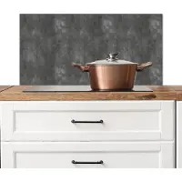 KitchenYeah Spatscherm keuken 80x40 cm - Kookplaat achterwand Donkergrijs - Ruw - Beton print - Muurbeschermer - Spatwand fornuis - Hoogwaardig aluminium