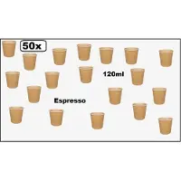 TakeAware 50x Koffie beker espresso karton kraft 120ml - Espresso - Koffie thee chocomel soep drank water beker karton