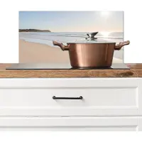 KitchenYeah Spatscherm keuken 70x30 cm - Kookplaat achterwand Zee - Zon - Zand - Muurbeschermer - Spatwand fornuis - Hoogwaardig aluminium