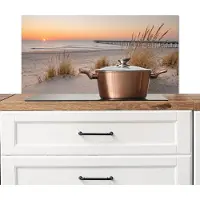KitchenYeah Spatscherm keuken 80x40 cm - Kookplaat achterwand Pier - Zonsondergang - Strand - Muurbeschermer - Spatwand fornuis - Hoogwaardig aluminium