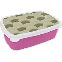 MuchoWow Broodtrommel Roze - Lunchbox Bladeren - Structuur - Groen - Brooddoos 18x12x6 cm - Brood lunch box - Broodtrommels voor kinderen en volwassenen