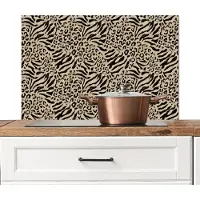 KitchenYeah Spatscherm keuken 80x55 cm - Kookplaat achterwand Giraf - Zebra - Motief - Bruin - Muurbeschermer - Spatwand fornuis - Hoogwaardig aluminium