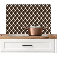 KitchenYeah Spatscherm keuken 80x55 cm - Kookplaat achterwand Bruin - Ruitpatroon - Geometrisch - Muurbeschermer - Spatwand fornuis - Hoogwaardig aluminium
