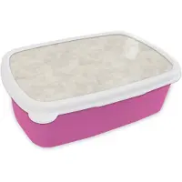 MuchoWow Broodtrommel Roze - Lunchbox Crèmebeige - Marmer print - Aders - Brooddoos 18x12x6 cm - Brood lunch box - Broodtrommels voor kinderen en volwassenen