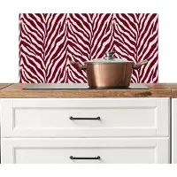 KitchenYeah Spatscherm keuken 80x40 cm - Kookplaat achterwand Zebra - Motief - Bordeaux - Rood - Muurbeschermer - Spatwand fornuis - Hoogwaardig aluminium