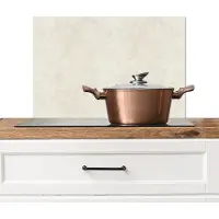 KitchenYeah Spatscherm keuken 60x40 cm - Kookplaat achterwand Crème - Egaal - Beton print - Muurbeschermer - Spatwand fornuis - Hoogwaardig aluminium