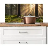 KitchenYeah Spatscherm keuken 80x40 cm - Kookplaat achterwand Bos - Zonlicht - Gras - Muurbeschermer - Spatwand fornuis - Hoogwaardig aluminium