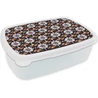 MuchoWow Broodtrommel Wit - Lunchbox traditioneel - Element - Kleurrijk - Brooddoos 18x12x6 cm - Brood lunch box - Broodtrommels voor kinderen en volwassenen