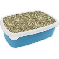 MuchoWow Broodtrommel Blauw - Lunchbox Abstract - Marmer print - Groen - Brooddoos 18x12x6 cm - Brood lunch box - Broodtrommels voor kinderen en volwassenen