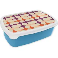 MuchoWow Broodtrommel Blauw - Lunchbox Modern - Patroon - Kleurrijk - Brooddoos 18x12x6 cm - Brood lunch box - Broodtrommels voor kinderen en volwassenen