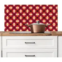 KitchenYeah Spatscherm keuken 100x50 cm - Kookplaat achterwand Retro - Patroon - Kleurrijk - Muurbeschermer - Spatwand fornuis - Hoogwaardig aluminium