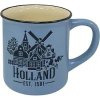 Typisch Hollands Mok - campmug - Holland village - blauw - - souvenir - Holland cadeau