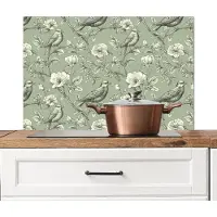 KitchenYeah Spatscherm keuken 90x60 cm - Kookplaat achterwand Klassiek - Botanisch - Groen - Muurbeschermer - Spatwand fornuis - Hoogwaardig aluminium