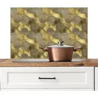 KitchenYeah Spatscherm keuken 90x60 cm - Kookplaat achterwand Modern - Geometrisch - Goud - Muurbeschermer - Spatwand fornuis - Hoogwaardig aluminium