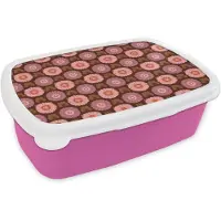 MuchoWow Broodtrommel Roze - Lunchbox Retro - Madelief - Roze - Brooddoos 18x12x6 cm - Brood lunch box - Broodtrommels voor kinderen en volwassenen