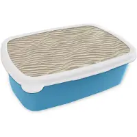 MuchoWow Broodtrommel Blauw - Lunchbox Zand - Golven - Beige - Brooddoos 18x12x6 cm - Brood lunch box - Broodtrommels voor kinderen en volwassenen