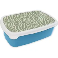 MuchoWow Broodtrommel Blauw - Lunchbox Zebra - Motief - Groen - Brooddoos 18x12x6 cm - Brood lunch box - Broodtrommels voor kinderen en volwassenen