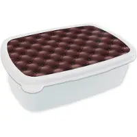 MuchoWow Broodtrommel Wit - Lunchbox Leer - Patroon - Bordeaux - Brooddoos 18x12x6 cm - Brood lunch box - Broodtrommels voor kinderen en volwassenen