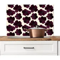 KitchenYeah Spatscherm keuken 90x60 cm - Kookplaat achterwand Bloemen - Aquarel - Paars - Muurbeschermer - Spatwand fornuis - Hoogwaardig aluminium