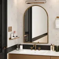 MODFU - Wandspiegel - Boogvormig - Voor Badkamer - Klassiek - Glas En IJzer - Goud