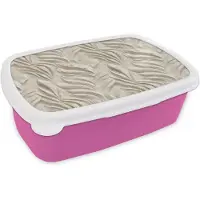 MuchoWow Broodtrommel Roze - Lunchbox Textuur - Reliëf - Beige - Brooddoos 18x12x6 cm - Brood lunch box - Broodtrommels voor kinderen en volwassenen