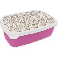 MuchoWow Broodtrommel Roze - Lunchbox Klassiek - Motief - Terracotta - Brooddoos 18x12x6 cm - Brood lunch box - Broodtrommels voor kinderen en volwassenen