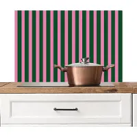 KitchenYeah Spatscherm keuken 80x55 cm - Kookplaat achterwand Verticale strepen - Groen - Roze - Muurbeschermer - Spatwand fornuis - Hoogwaardig aluminium