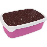 MuchoWow Broodtrommel Roze - Lunchbox Mozaïek - Tegel - Bordeauxrood - Brooddoos 18x12x6 cm - Brood lunch box - Broodtrommels voor kinderen en volwassenen