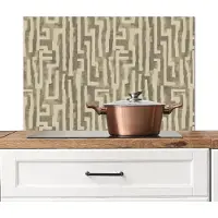 KitchenYeah Spatscherm keuken 90x60 cm - Kookplaat achterwand Abstract - Geometrisch - Groen - Muurbeschermer - Spatwand fornuis - Hoogwaardig aluminium