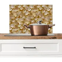 KitchenYeah Spatscherm keuken 60x40 cm - Kookplaat achterwand Ginkgo - Bladeren - Goud - Muurbeschermer - Spatwand fornuis - Hoogwaardig aluminium